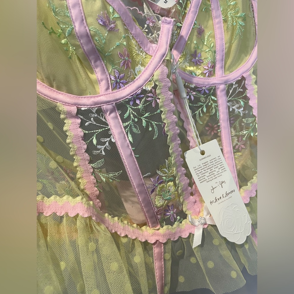 For Love And Lemons Yellow and Pink Floral Bra - Picture 2 of 4